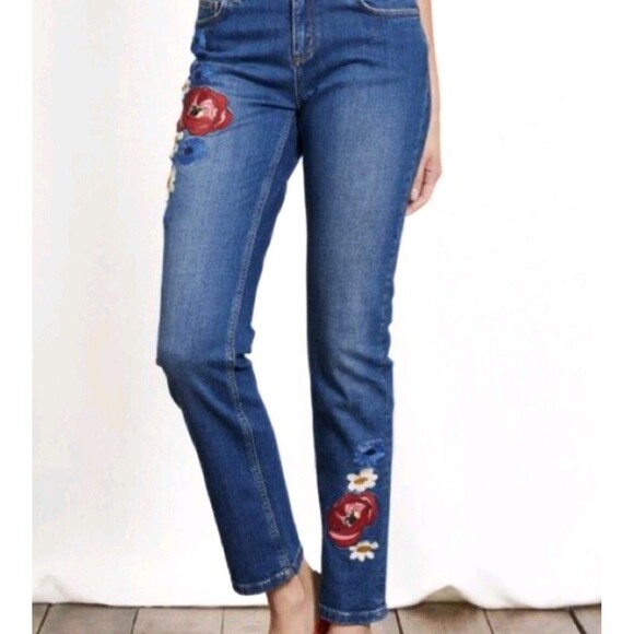 Boden The Cavendish Girlfriend Ankle Jeans Embroidered Artisan UK 20R US 16 R - Picture 5 of 16